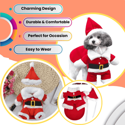 Disfraz festivo de Papá Noel para perro