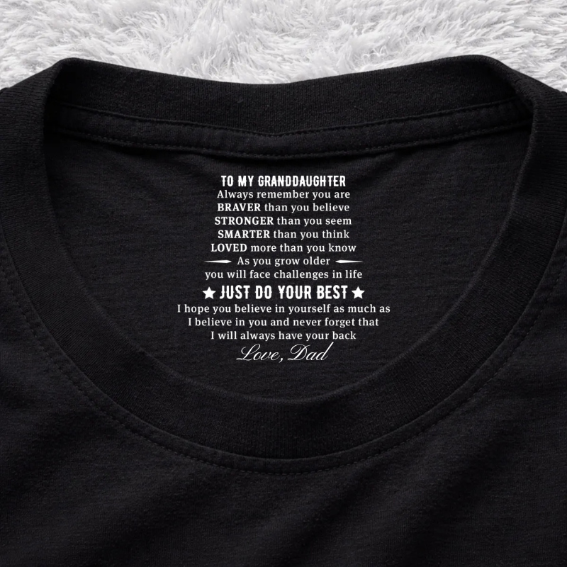 Gib einfach dein Bestes – personalisiertes T-Shirt mit Aufdruck im Nackenbereich, individuelles Geschenk-Shirt für Mama und Papa