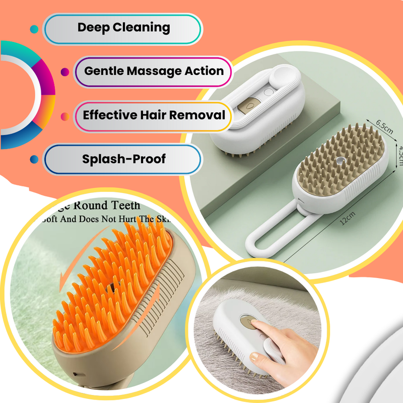 3-in-1 Steam Pet Grooming Brush