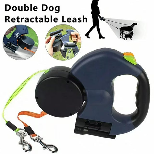 Correa doble para perros con luz LED