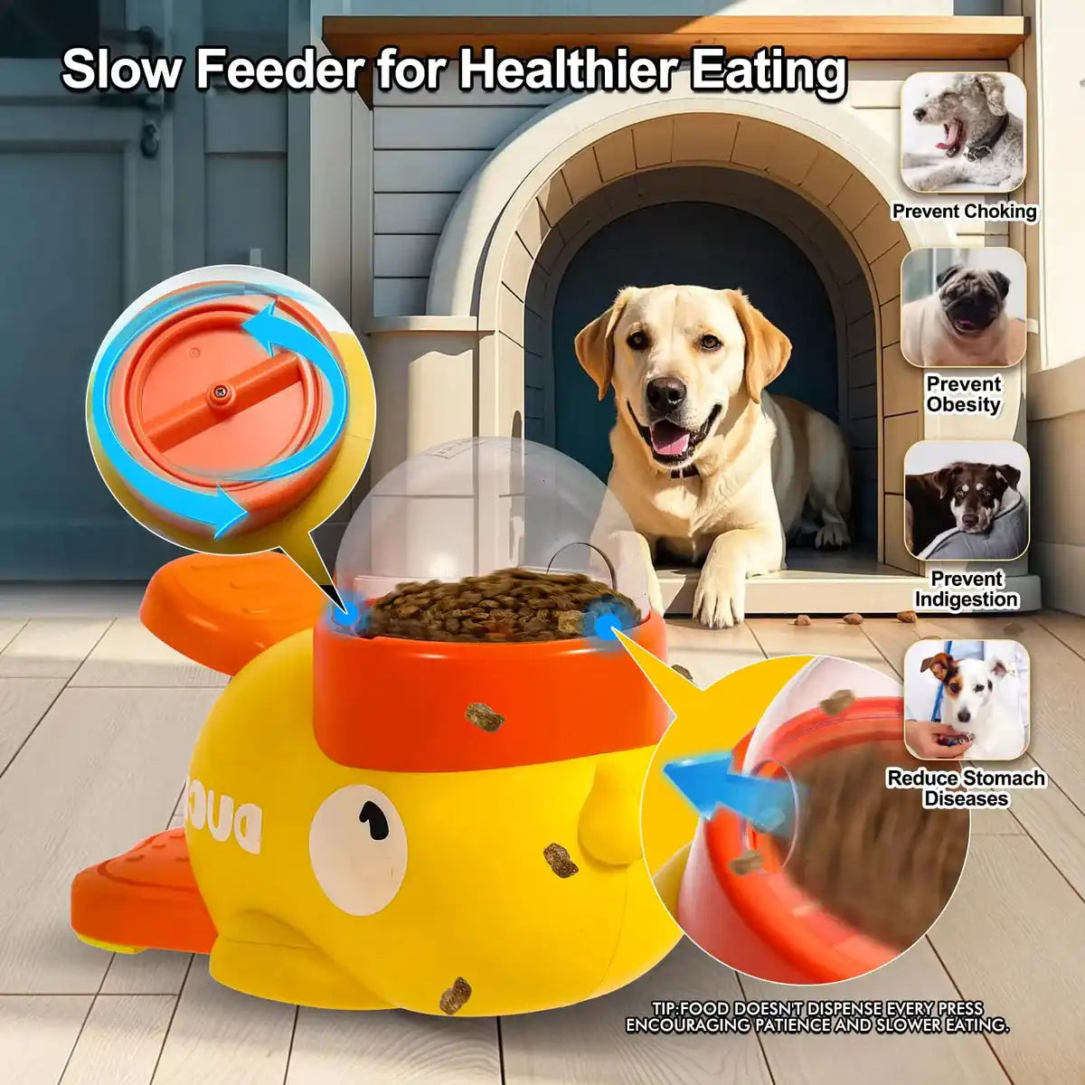 Dog Interactive Treat Dispenser Toy, 2-in-1 Duck Design for Small Pets, Slow Feeder & IQ Training, Durable for Cats & Dogs