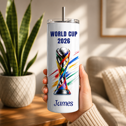 Personalized Soccer Tumbler 3D Effect – Custom Name Football Fan Gift Inspired by World Cup 2026