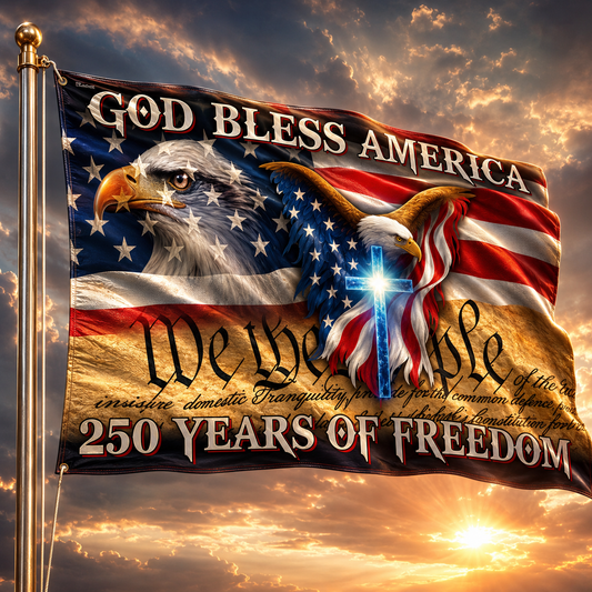 250 Years of Freedom Patriotic Flag – God Bless America 1776–2026