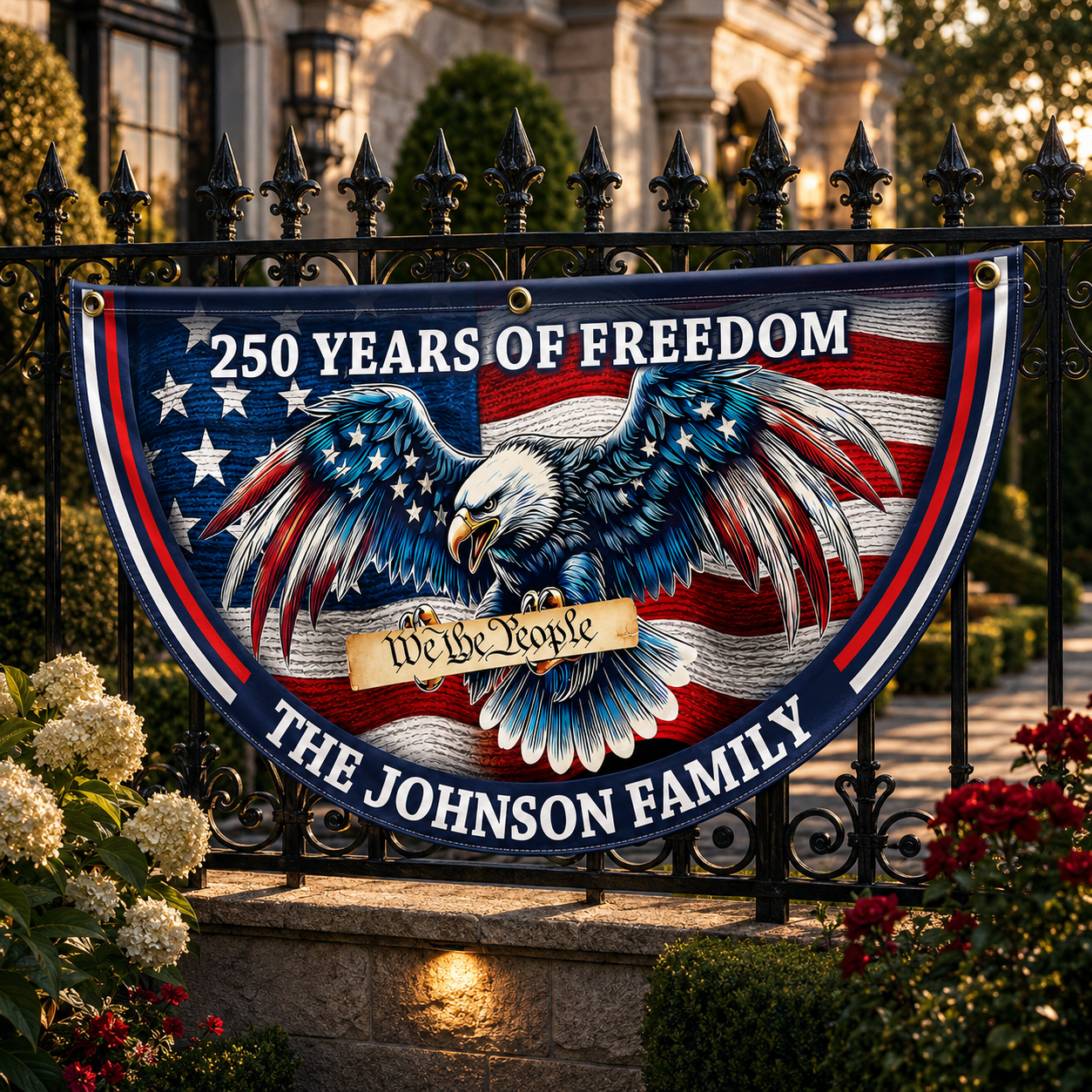 Personalized We The People Patriotic Eagle Fan Flag