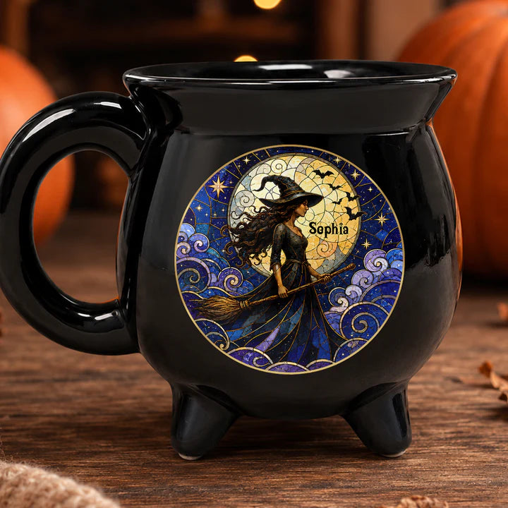 [3D Printing Effect] Moonlit Witch Cauldron Coffee Mug - Personalized Halloween Gifts for Her