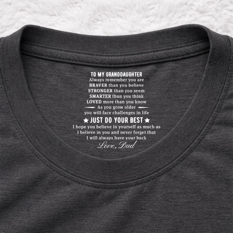 Gib einfach dein Bestes – personalisiertes T-Shirt mit Aufdruck im Nackenbereich, individuelles Geschenk-Shirt für Mama und Papa