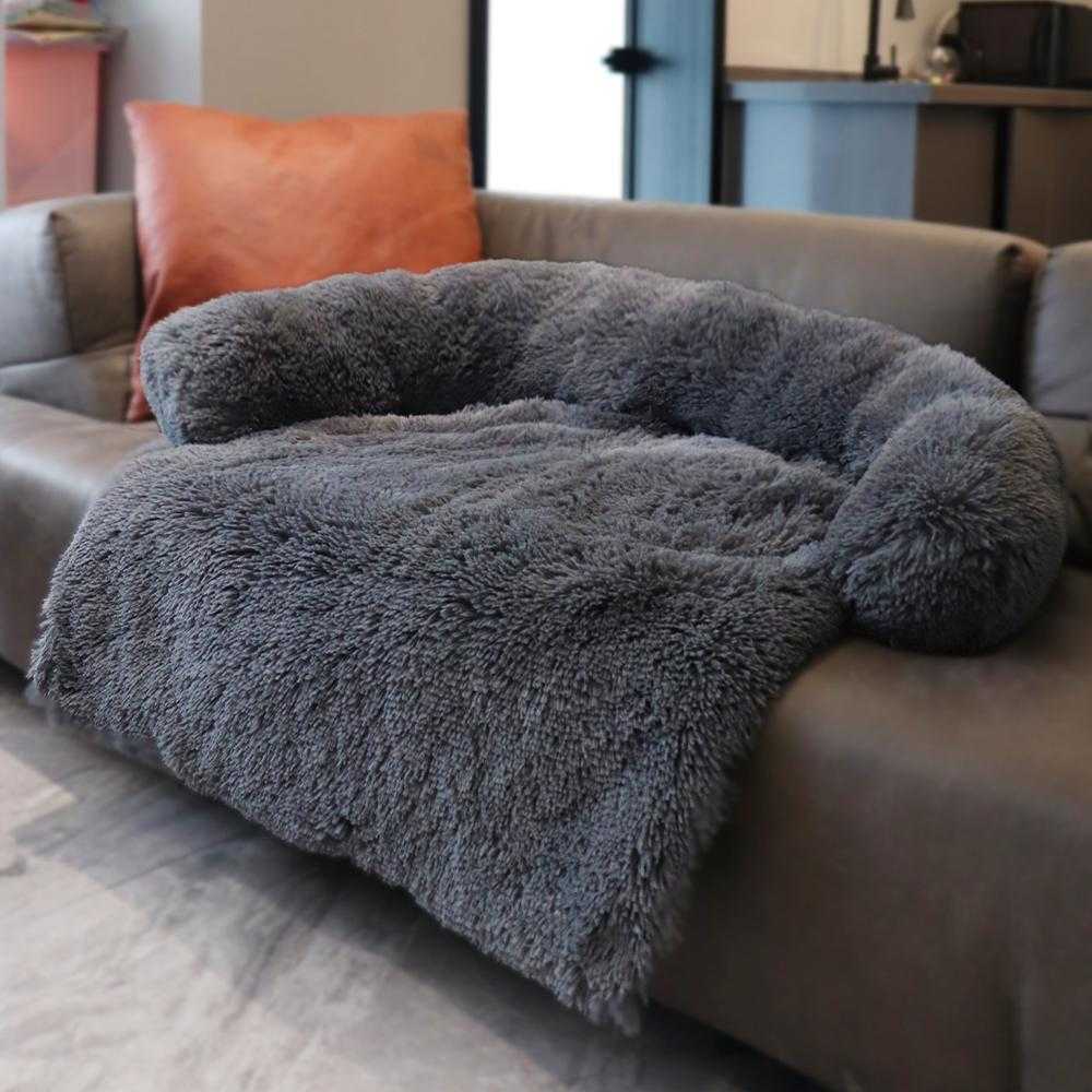 Luxurious Removable Dog Couch Cover, Washable Memory Foam Sofa Protector & Pet Bed