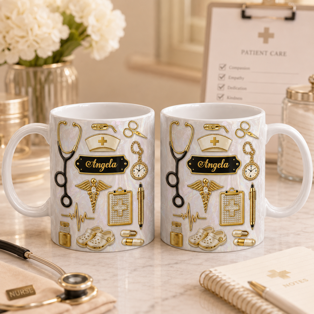 Personalisierte Tasse für Ärzte und Krankenschwestern mit Wunschnamen – 3D-Effekt Geschenk