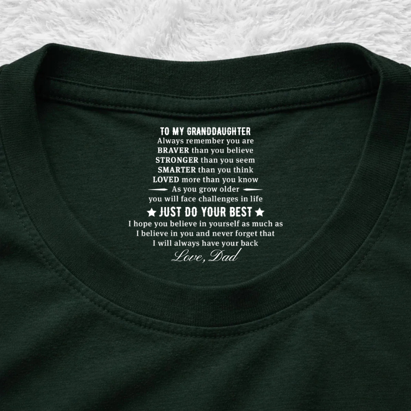 Gib einfach dein Bestes – personalisiertes T-Shirt mit Aufdruck im Nackenbereich, individuelles Geschenk-Shirt für Mama und Papa
