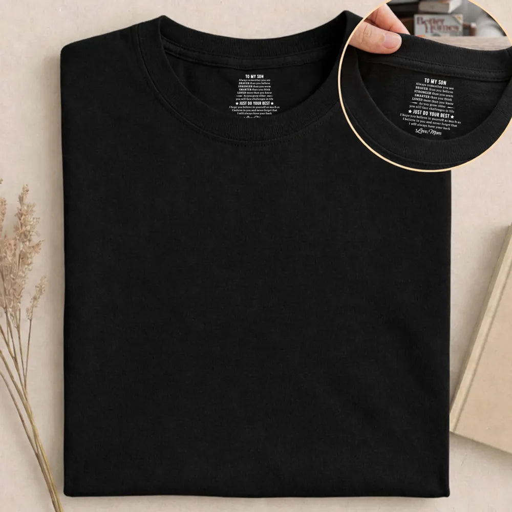 Gib einfach dein Bestes – personalisiertes T-Shirt mit Aufdruck im Nackenbereich, individuelles Geschenk-Shirt für Mama und Papa