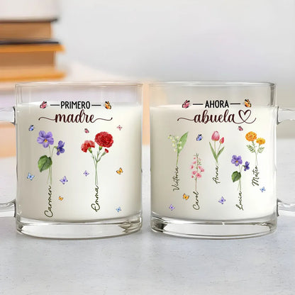 Geburtsmonatsblume für die Großmutter – Personalisierter Glasbecher