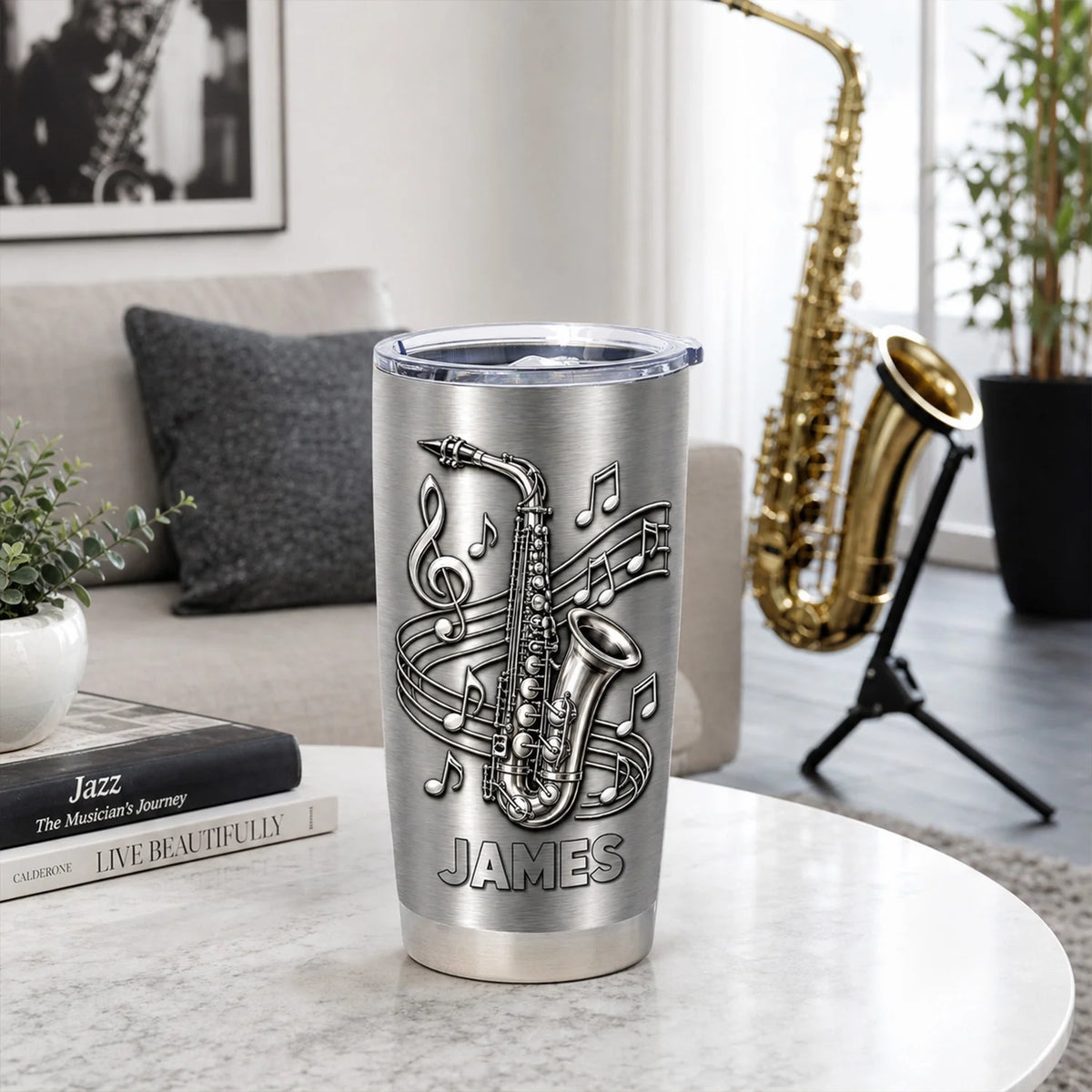 Personalized Music Soul Tumbler – Custom Name Stainless Steel Travel Mug Gift for Music Lovers & Singers