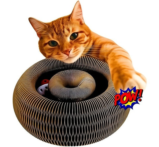 Magic Organ Cat Scratching Board, Cat Accordion Toy with Ball, Foldable Accordion Cats Toy, Interactive Scratch Pad Cats Toy with Toy Bell