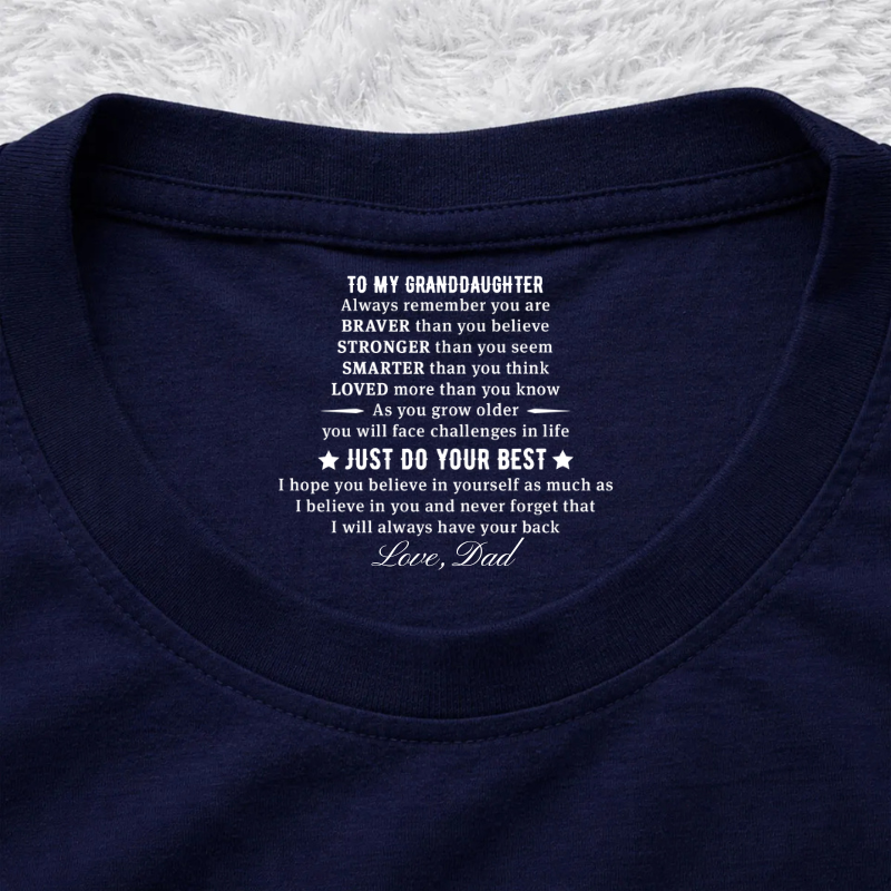 Gib einfach dein Bestes – personalisiertes T-Shirt mit Aufdruck im Nackenbereich, individuelles Geschenk-Shirt für Mama und Papa