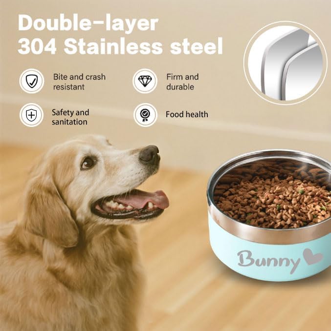 Personalized Dog Bowls with Name, Customized Steel-stanless Pet Water Bowls for Both Cat & Dog