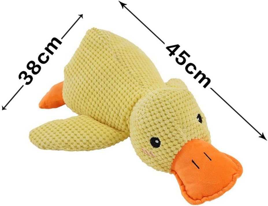2025 Cute Yellow Calming Duck Dog Toy, Quack-Quack Duck Dog Toy, Cute Yellow Stuffed Calming Duck Dog Toys with Soft Squeaker, Interactive Dog Toys for Aggressive Chewers (Yellow)