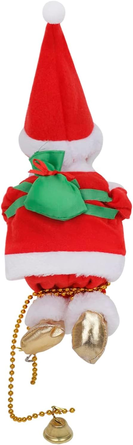 Climbing Santa Claus 9" Christmas Ornament Xmas Decoration Climbs Up and Down Battery Operated Toy with Light Music and Sound Animated Climbing on Beads Musical Moving Figure Xmas Christmas Ornament