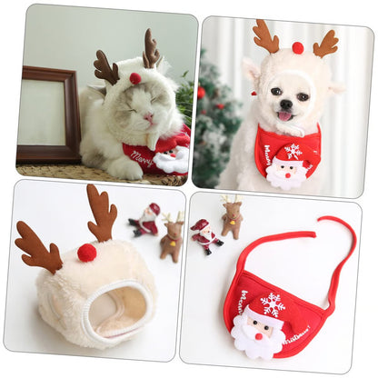 Acogedor gorro de asta para mascota para Navidad