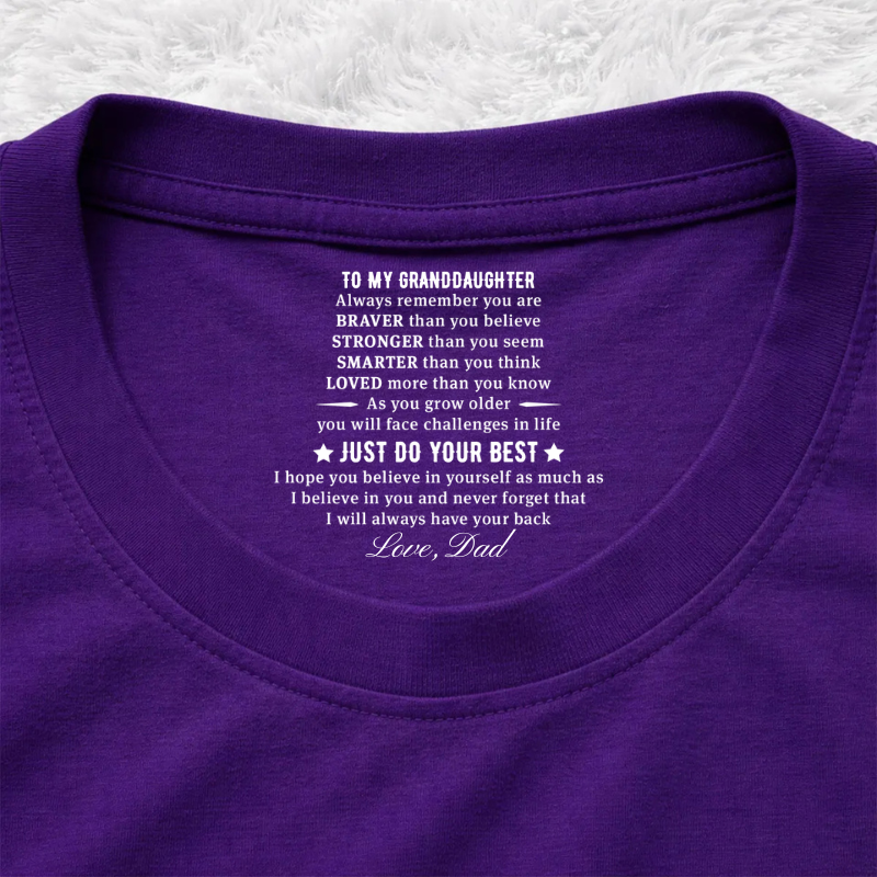 Gib einfach dein Bestes – personalisiertes T-Shirt mit Aufdruck im Nackenbereich, individuelles Geschenk-Shirt für Mama und Papa