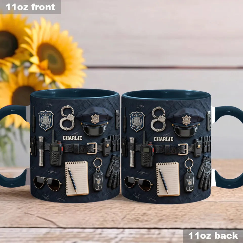 Police Officer - Personalized Police Officer 3D Accent Mug