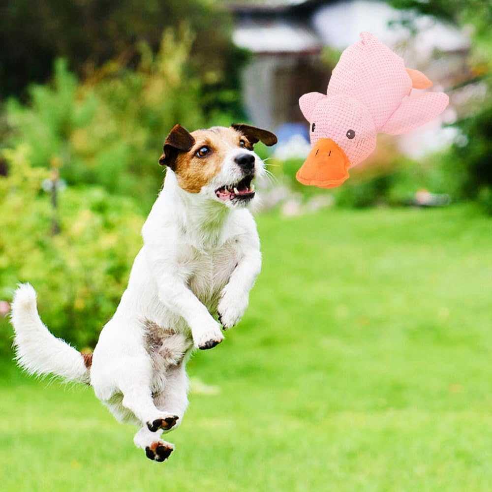 2025 Cute Yellow Calming Duck Dog Toy, Quack-Quack Duck Dog Toy, Cute Yellow Stuffed Calming Duck Dog Toys with Soft Squeaker, Interactive Dog Toys for Aggressive Chewers (Yellow)