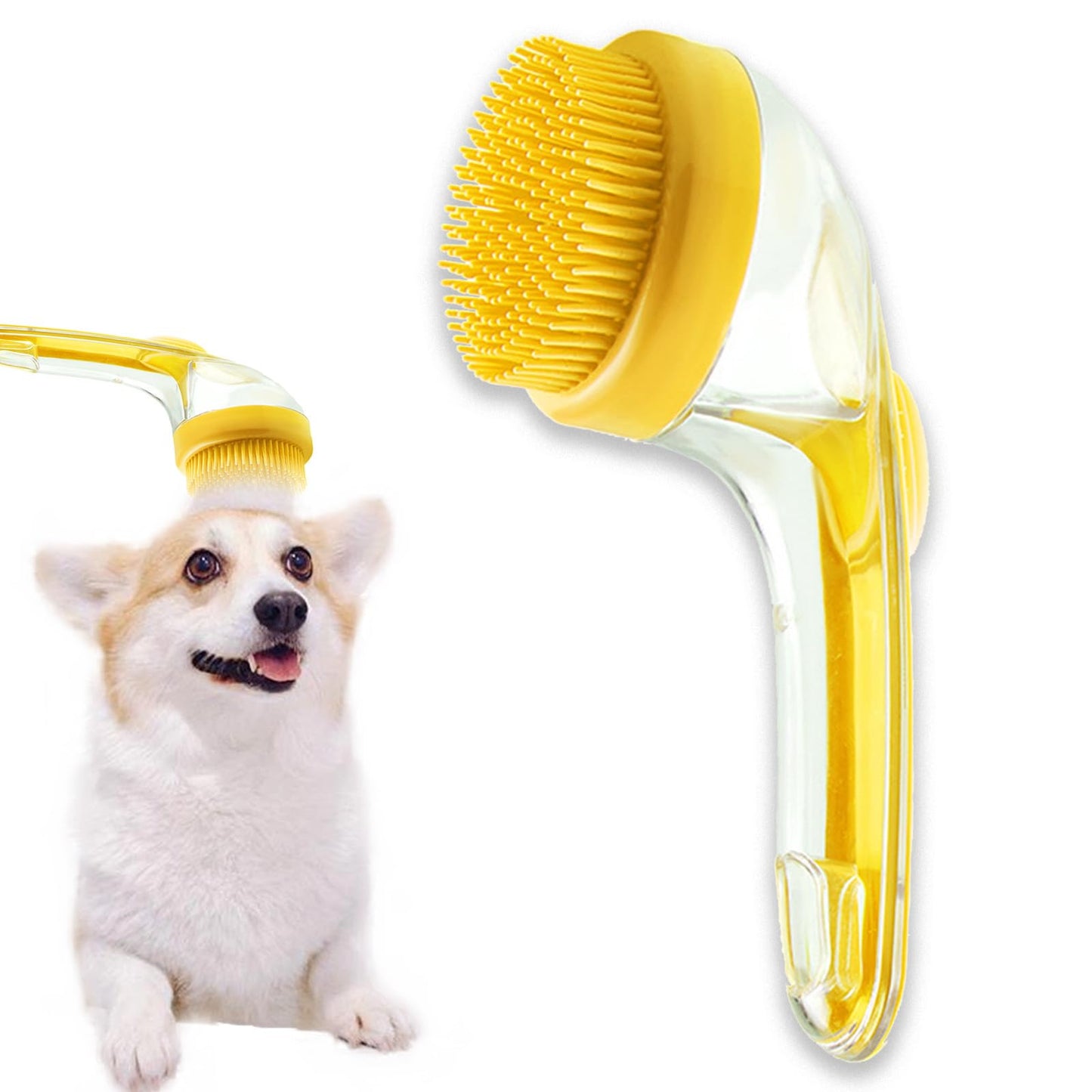 Dog Brush 2-in-1 Pet Bath Brush with Soap Dispenser, Dog Shampoo Brush Bubble Maker 2025 - Dog Bath Scrubber for Bathing, Grooming & Massage - for Long/Short Haired Dogs & Cats (green)