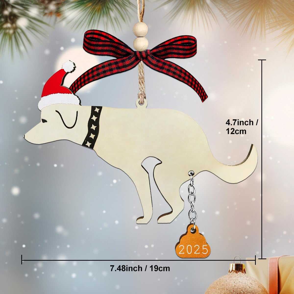 Funny Christmas Ornaments 2025, Wooden Dog Ornament - Fun Ornaments for Adults Exchange, Unique Ornament - Christmas Funny Gifts, Dog Gifts