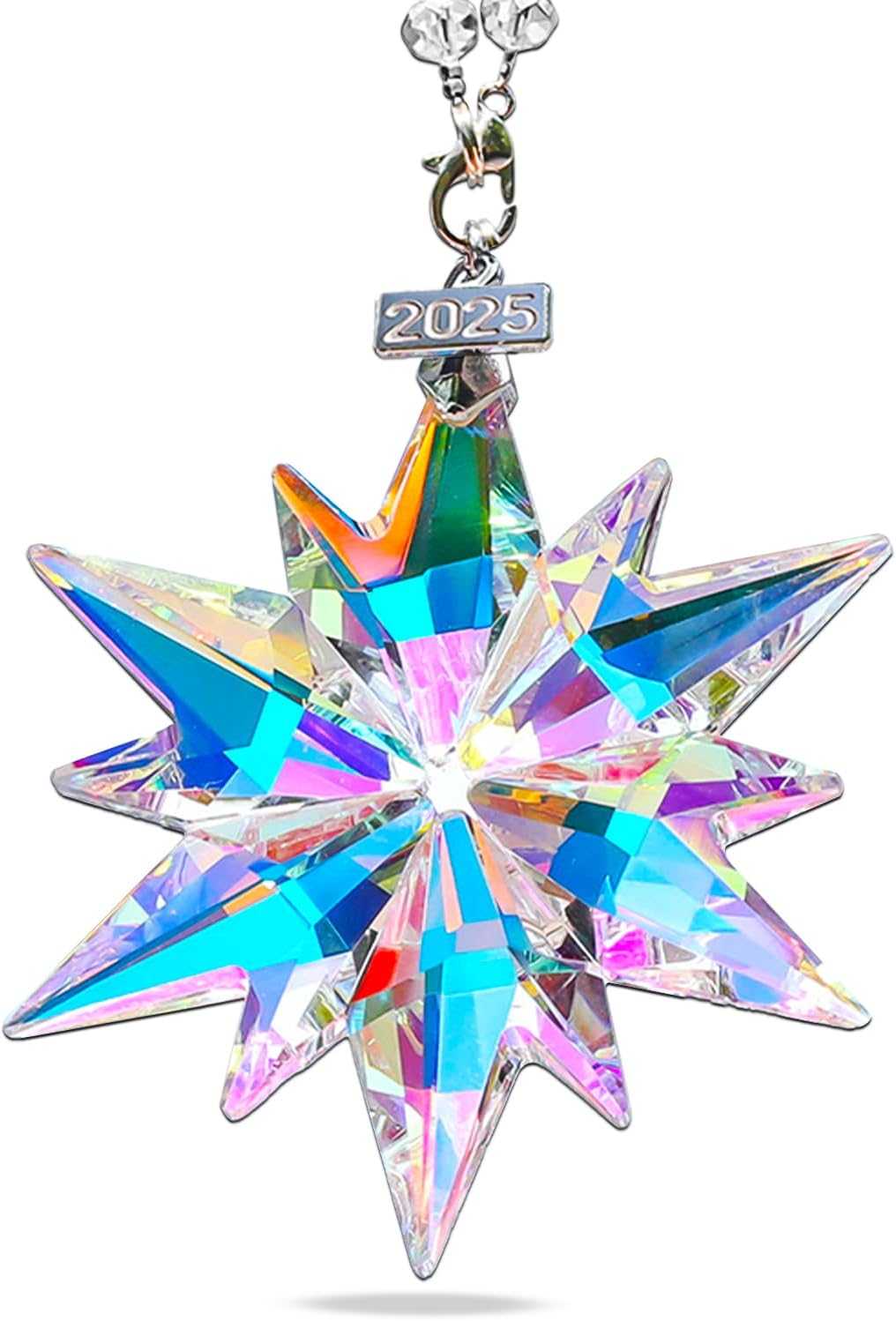 2025 Annual Christmas Ornaments Crystal Snowflake Star, Sparkly Crystal Ornaments for Christmas Tree, Beautiful Christmas Ornaments for Women Girls