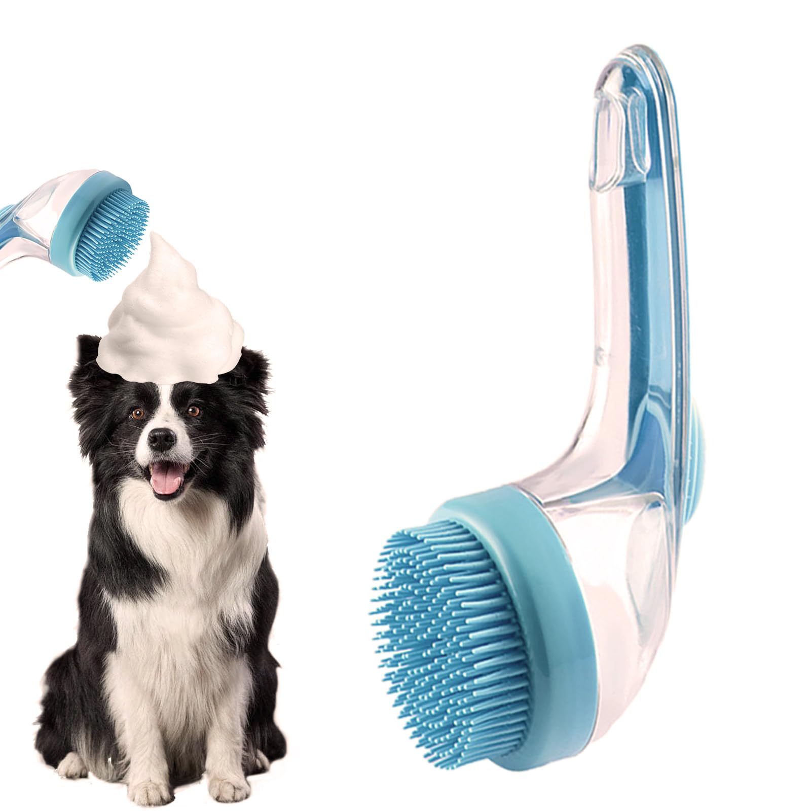 Dog Brush 2-in-1 Pet Bath Brush with Soap Dispenser, Dog Shampoo Brush Bubble Maker 2025 - Dog Bath Scrubber for Bathing, Grooming & Massage - for Long/Short Haired Dogs & Cats (green)