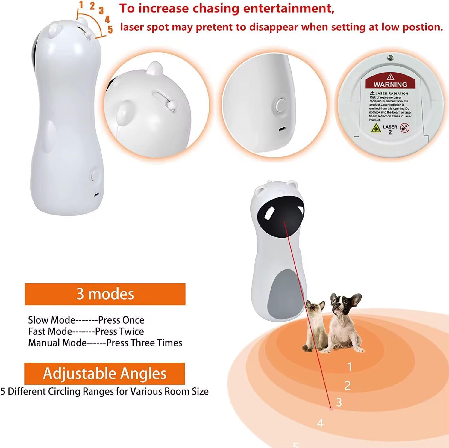 Smart Automatic LED Cat Toy – Interactive Light Chaser with Motion Sensor, USB Rechargeable, Hands-Free Play for Cats & Small Pets