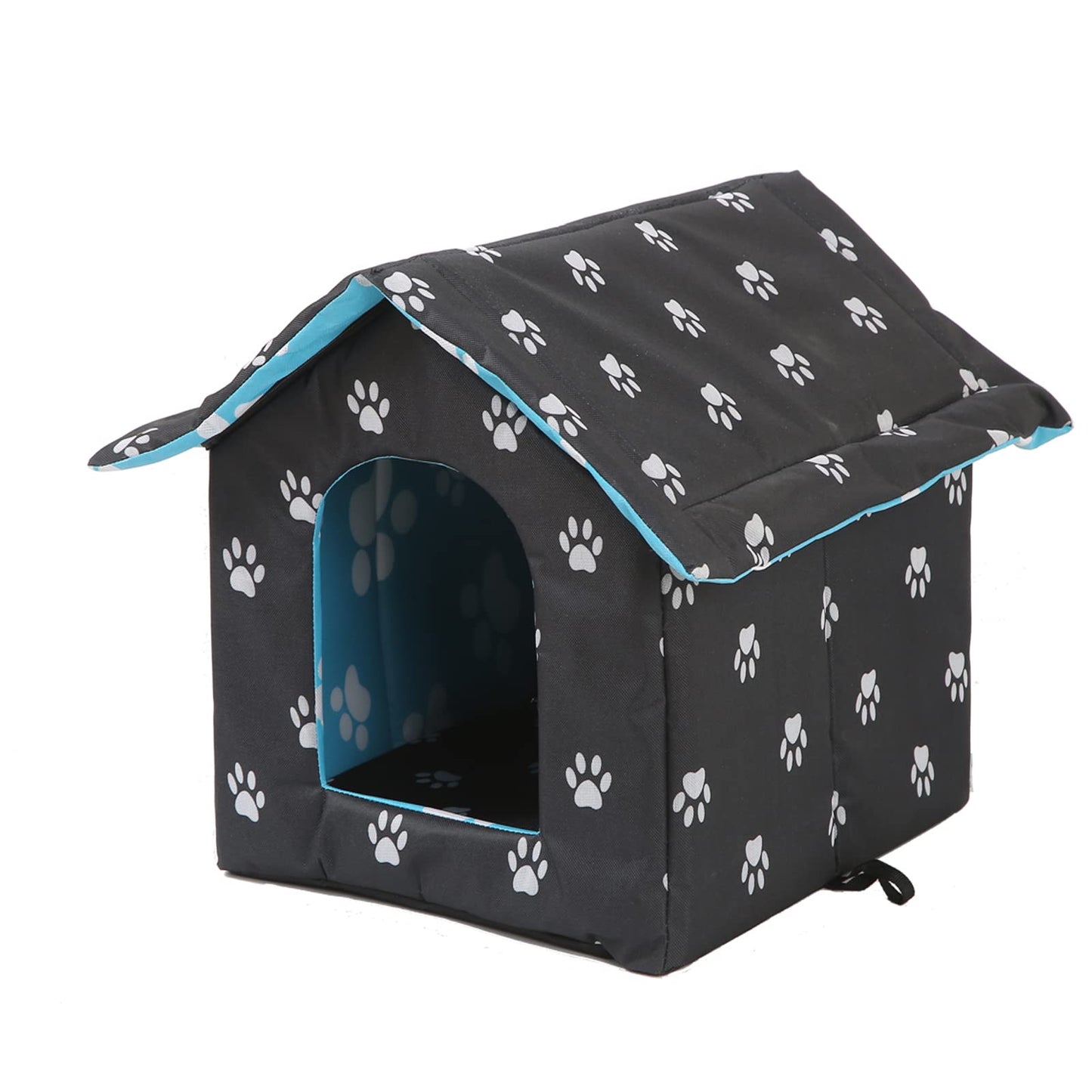 Outdoor Cat House, Cat Houses for Outdoor Cats, Weatherproof Warm and Insulated Cat House with Transparent Curtain Pet House, Stray Cats Shelter (Shabby Chic, Large-Houses)