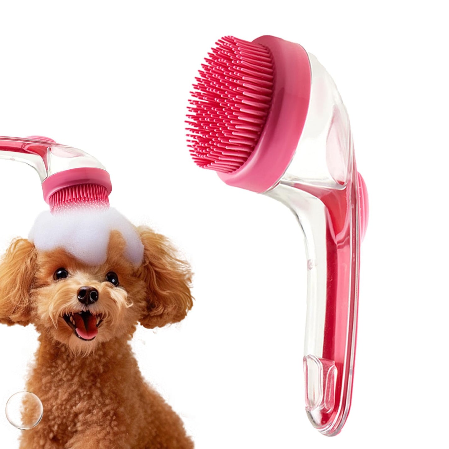 Dog Brush 2-in-1 Pet Bath Brush with Soap Dispenser, Dog Shampoo Brush Bubble Maker 2025 - Dog Bath Scrubber for Bathing, Grooming & Massage - for Long/Short Haired Dogs & Cats (green)