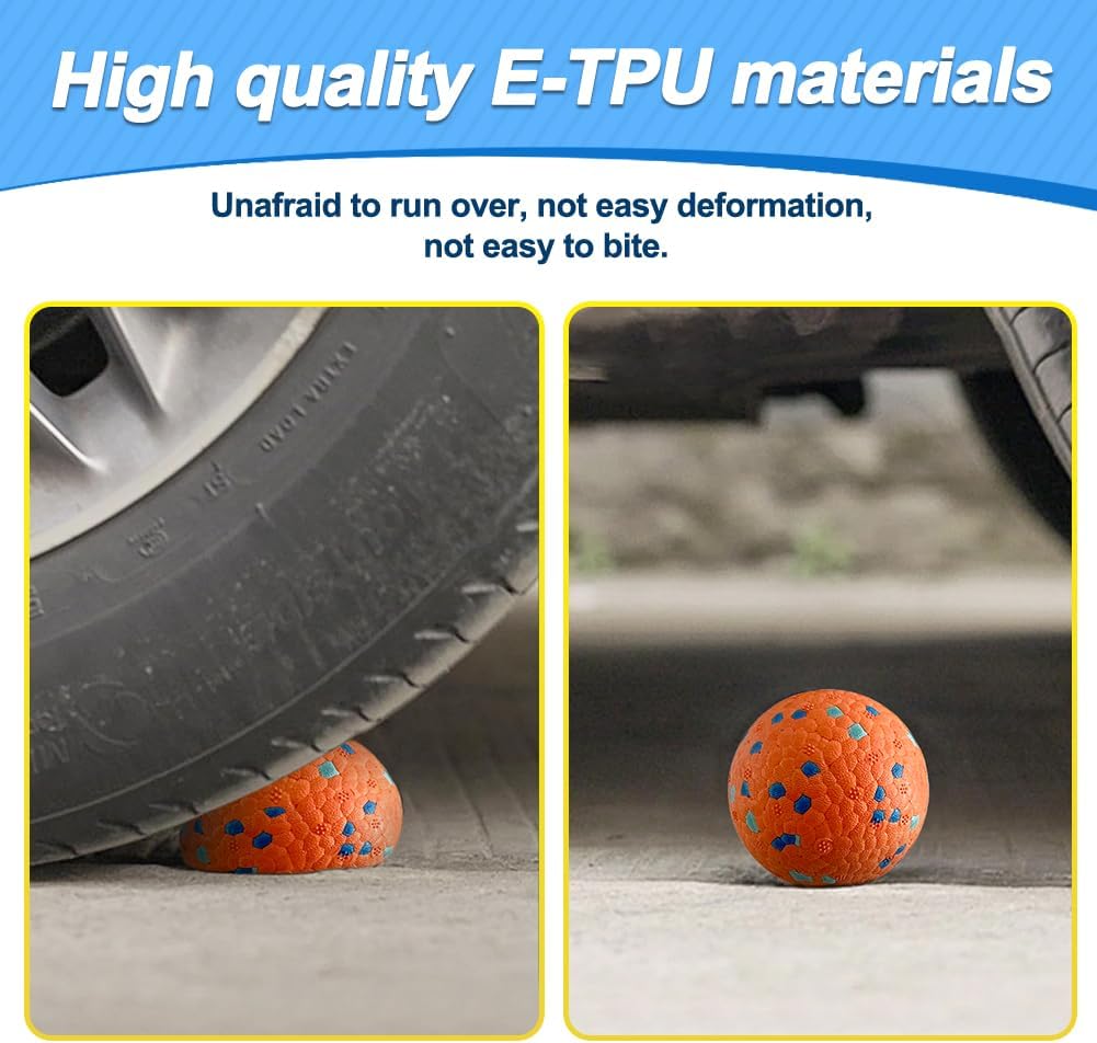 Dog Balls, Indestructible Tennis Balls for Dogs, Durable Bouncy Dog Toy Balls for Aggressive Chewers, Interactive Dog Toys for Fetch Game, Lightweight Floating Dog Toys