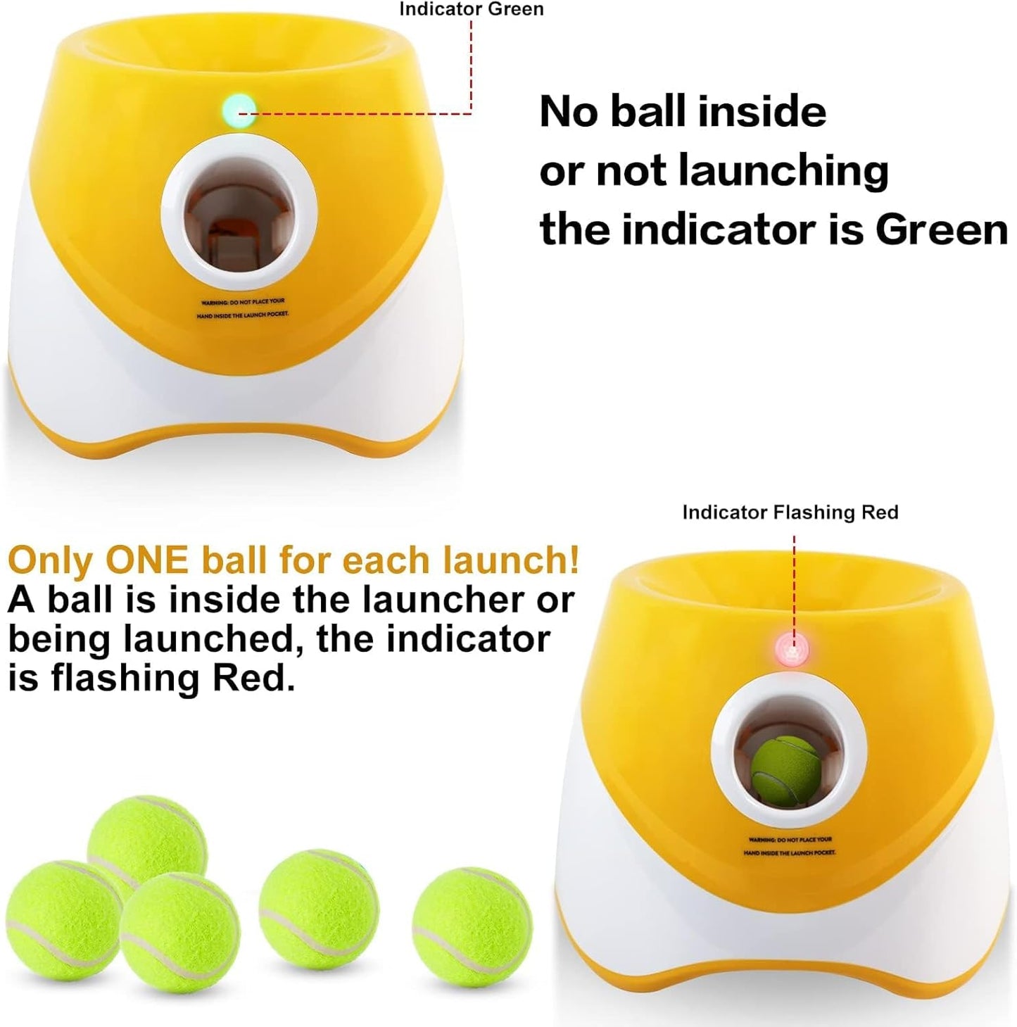 Dog Ball Thrower Launcher, Automatic Launcher with 6 Mini Tennis Balls, Interactive Dog Toys Indoor Outdoor Ball Thrower Machine for Small Dogs with 3 Distance Settings