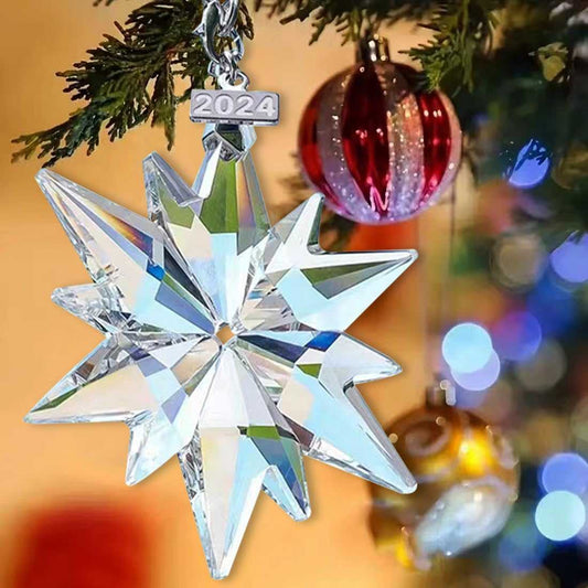 2025 Annual Christmas Ornaments Crystal Snowflake Star, Sparkly Crystal Ornaments for Christmas Tree, Beautiful Christmas Ornaments for Women Girls