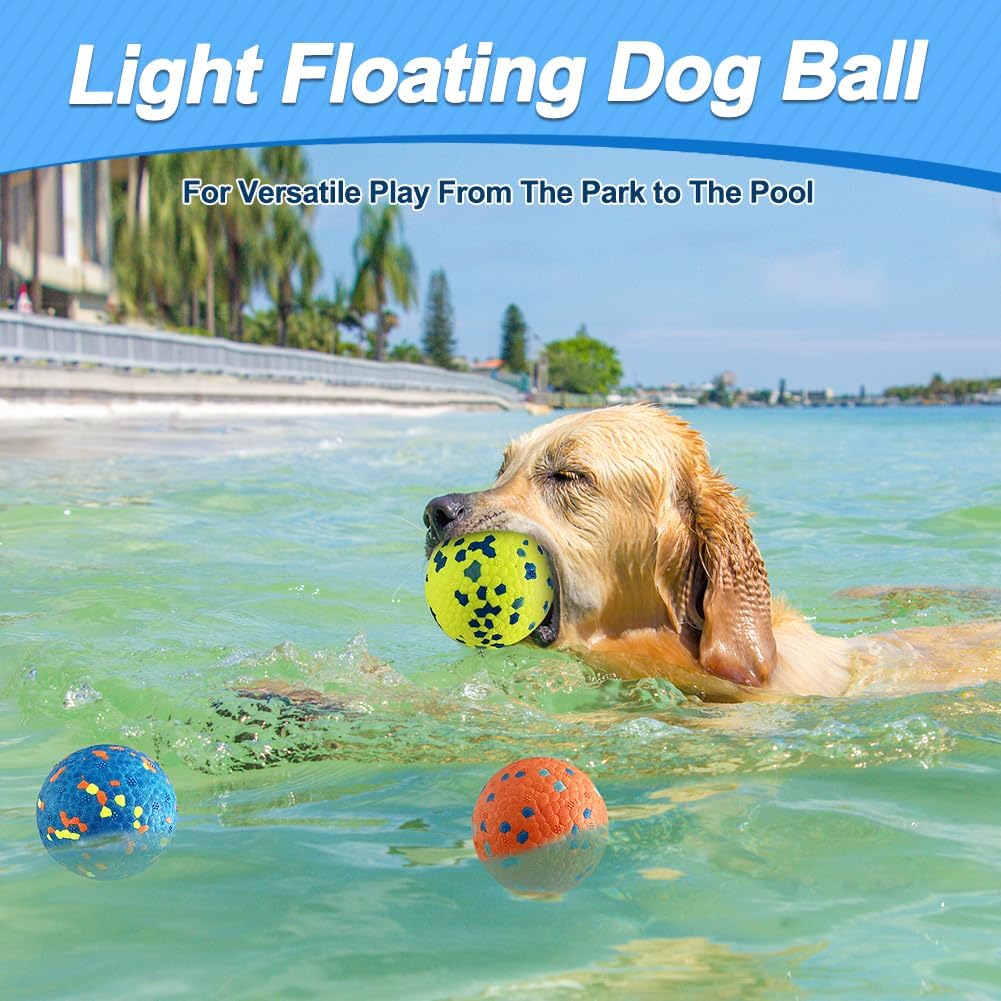 Dog Balls, Indestructible Tennis Balls for Dogs, Durable Bouncy Dog Toy Balls for Aggressive Chewers, Interactive Dog Toys for Fetch Game, Lightweight Floating Dog Toys