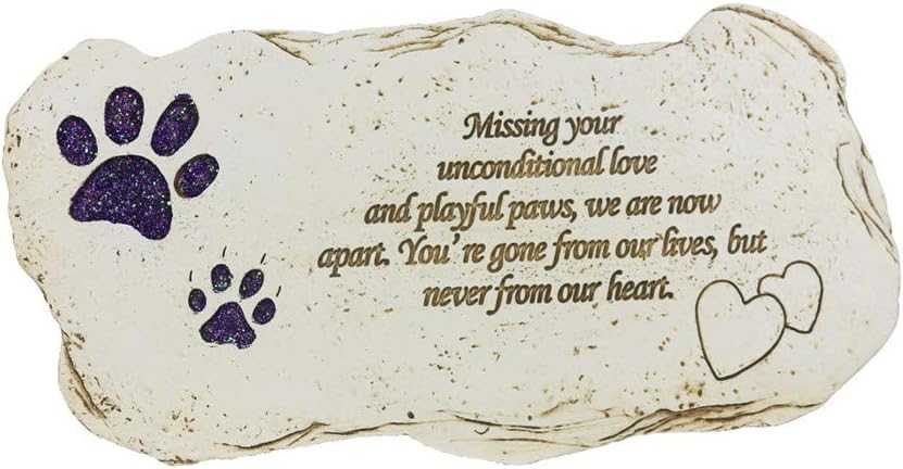 Shinning Paw Prints Pet Memorial Stones Headstones for Dogs or Cats, Resin Pet Grave Markers Plaques Memorial Gifts Sympathy Gift for Loss of Dog Outdoor