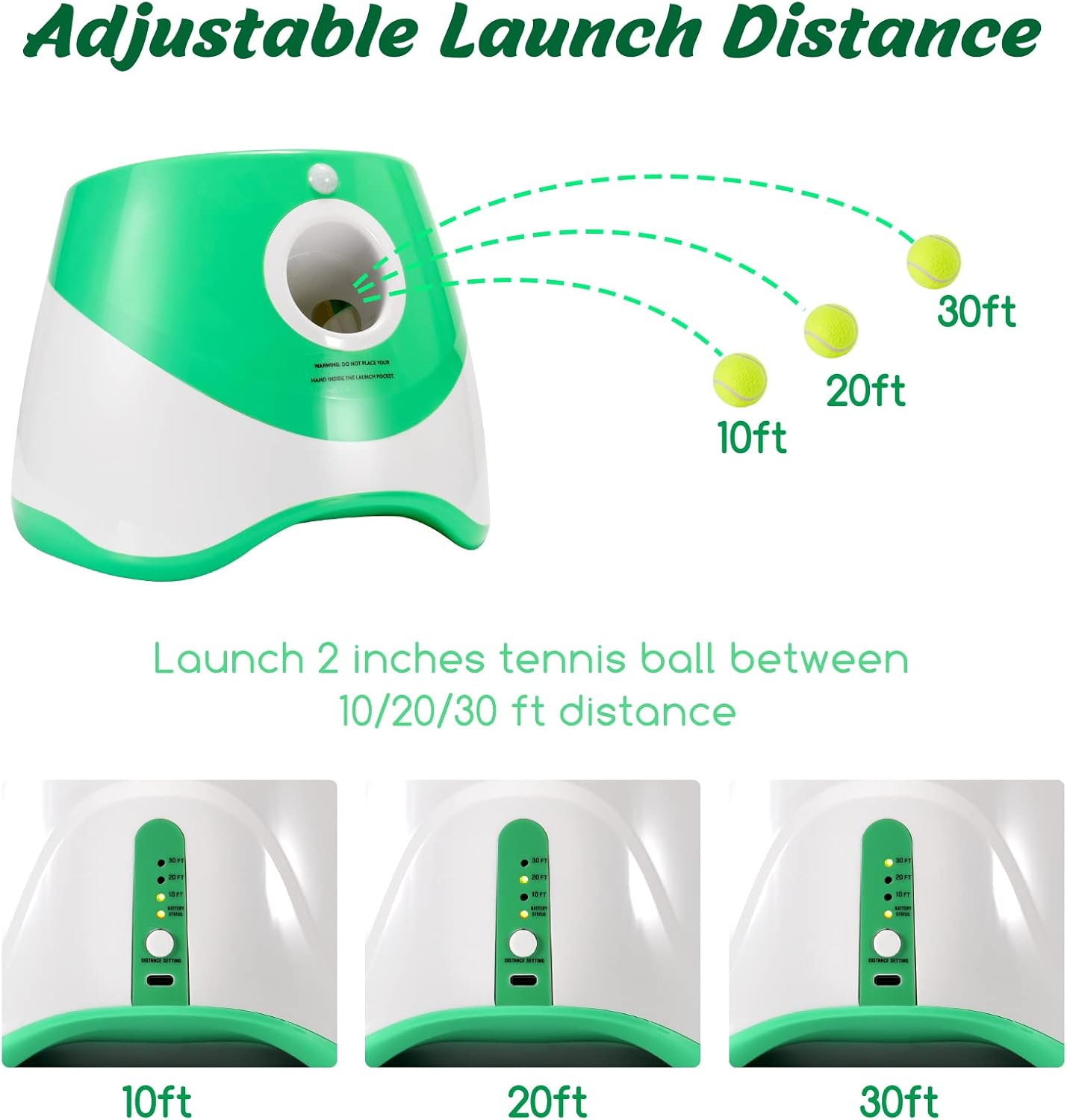 Dog Ball Thrower Launcher, Automatic Launcher with 6 Mini Tennis Balls, Interactive Dog Toys Indoor Outdoor Ball Thrower Machine for Small Dogs with 3 Distance Settings