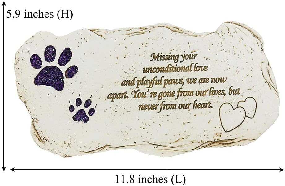 Shinning Paw Prints Pet Memorial Stones Headstones for Dogs or Cats, Resin Pet Grave Markers Plaques Memorial Gifts Sympathy Gift for Loss of Dog Outdoor
