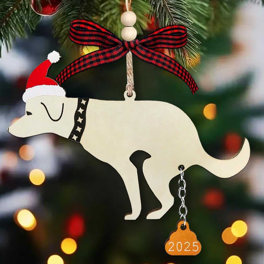 Funny Christmas Ornaments 2025, Wooden Dog Ornament - Fun Ornaments for Adults Exchange, Unique Ornament - Christmas Funny Gifts, Dog Gifts