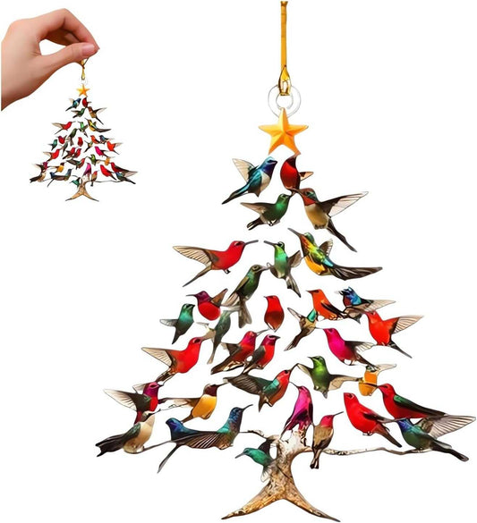 Hummingbird Christmas Ornament, Colorful Hummingbirds Tree Decor, Stacked Hummingbird Ornament for Christmas, Winter Hummingbirds Home Decoration, for Bird Lovers (1PC)