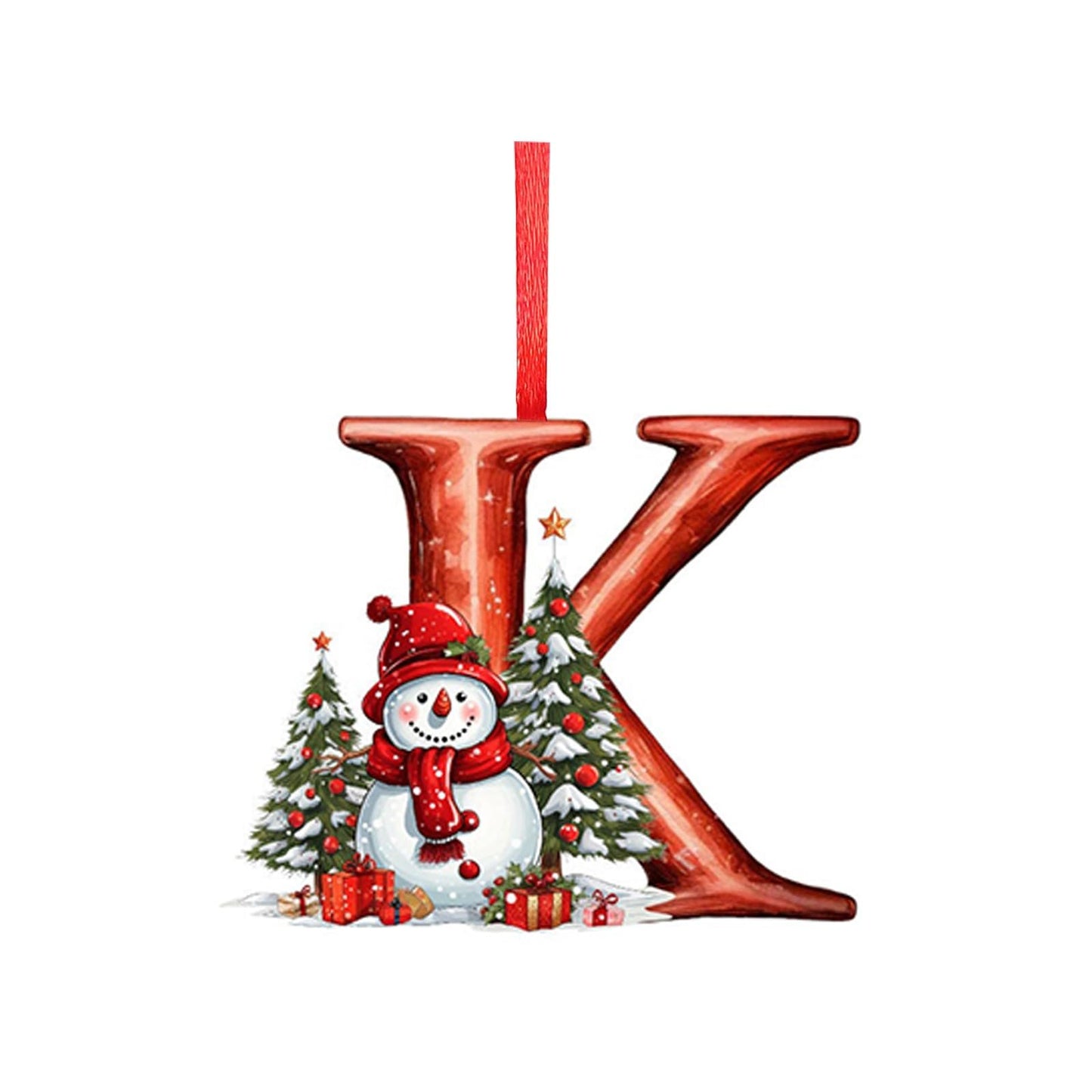 26 Letters Christmas Tree Decoration Pendant,DIY Hanging Christmas Ornaments,Letter Personalized Christmas Indoor for Christmas Tree Ornaments Pendant Hanging Decorations (J)