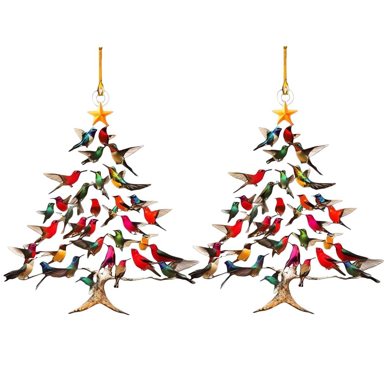 Hummingbird Christmas Ornament, Colorful Hummingbirds Tree Decor, Stacked Hummingbird Ornament for Christmas, Winter Hummingbirds Home Decoration, for Bird Lovers (1PC)