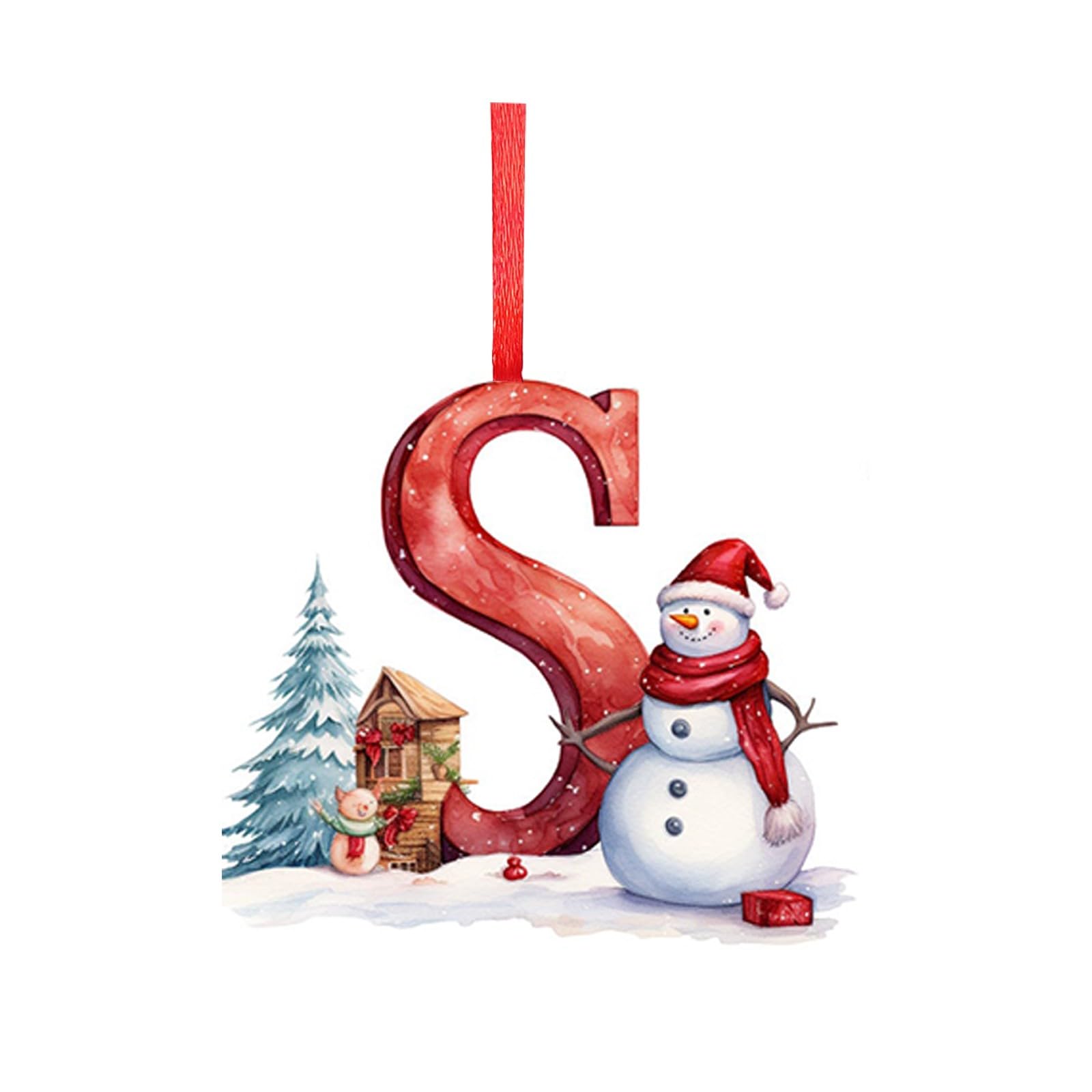 26 Letters Christmas Tree Decoration Pendant,DIY Hanging Christmas Ornaments,Letter Personalized Christmas Indoor for Christmas Tree Ornaments Pendant Hanging Decorations (J)