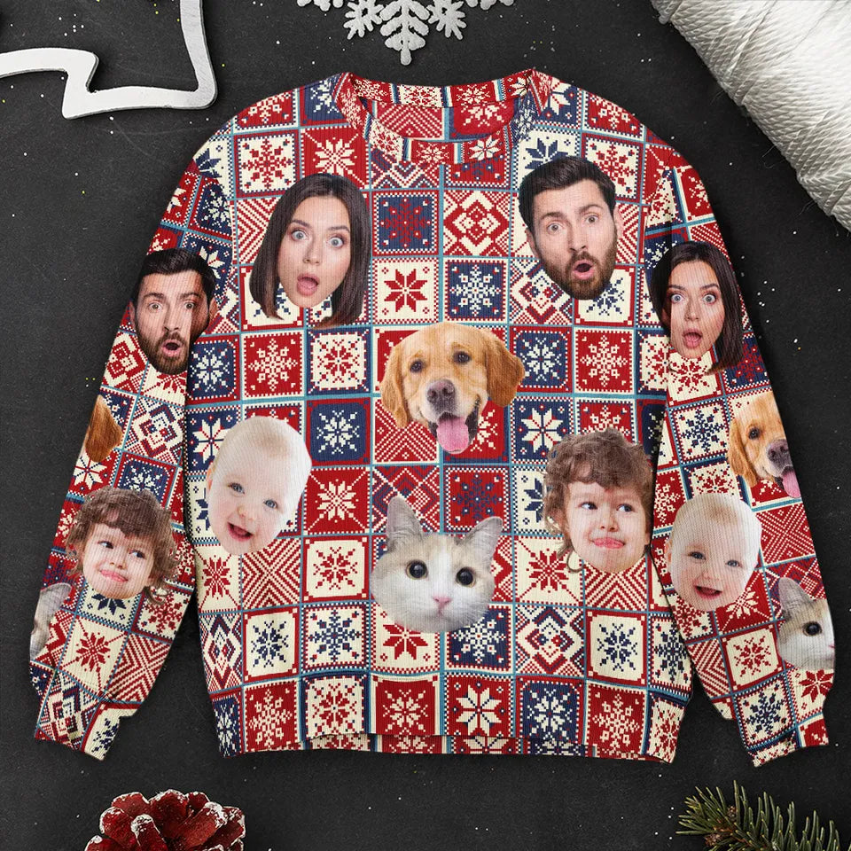 Personalized Photo Pet Family Ugly Sweater - Custom Cozy 3D Sweatshirt for Pet Lovers - Unique Gift Idea