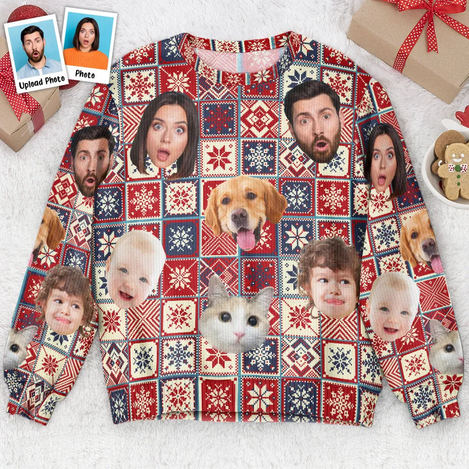 Personalized Photo Pet Family Ugly Sweater - Custom Cozy 3D Sweatshirt for Pet Lovers - Unique Gift Idea