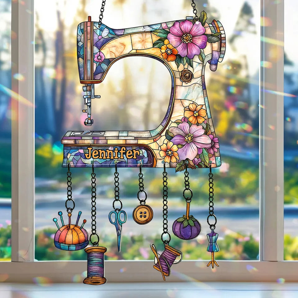 Beautiful Sewing Machine - Personalized Sewing Window Hanging Suncatcher