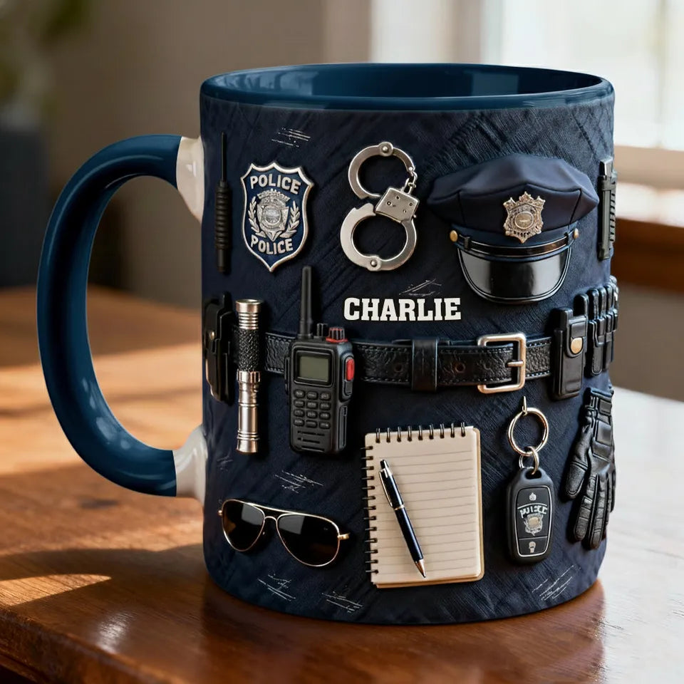 Police Officer - Personalized Police Officer 3D Accent Mug