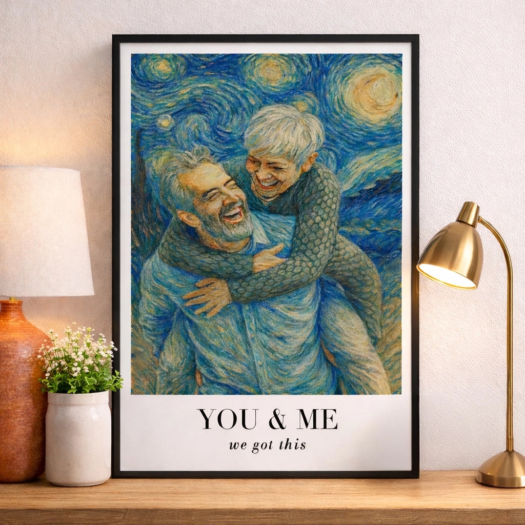 Paarporträt im Van-Gogh-Stil – Personalisiertes Poster oder Leinwand mit Zitat