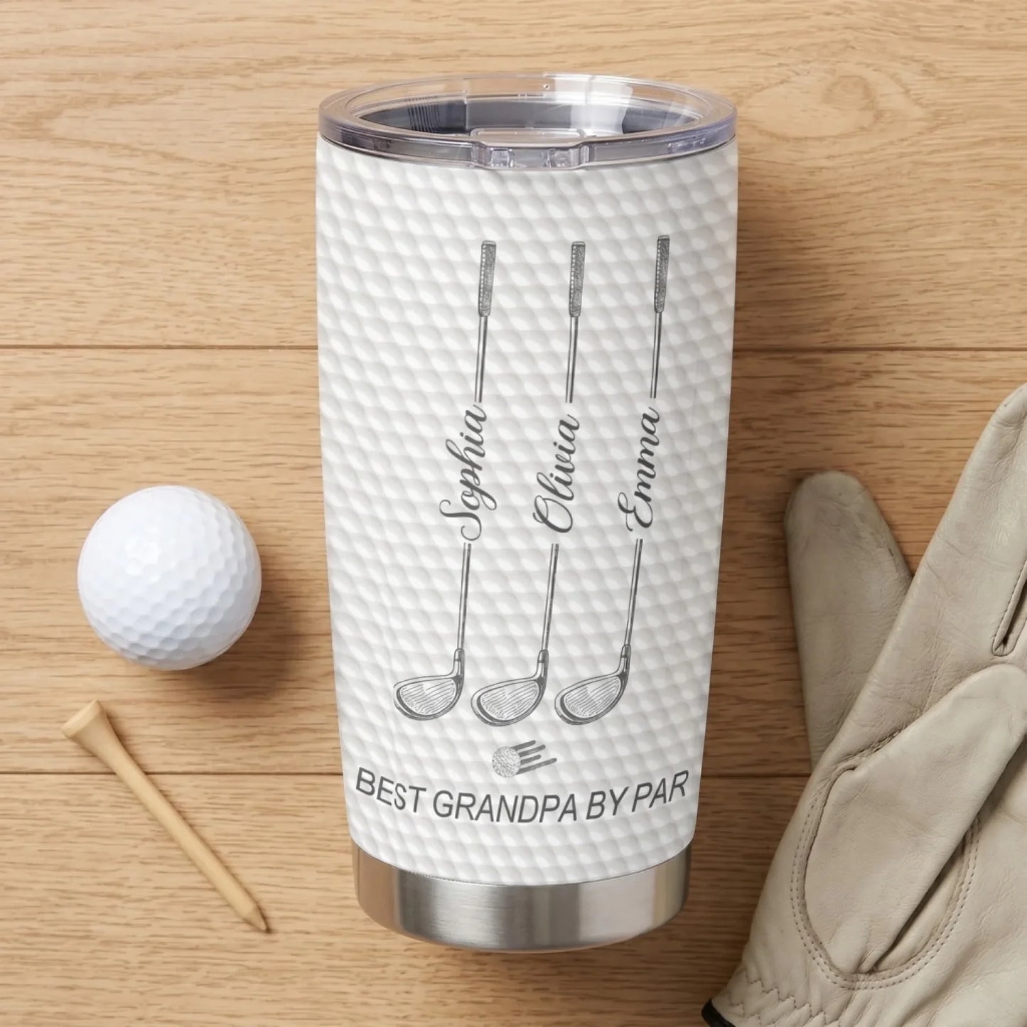 The Best Dad by Par - Personalized Tumbler, Custom Kids' Name Golf Water Bottle, Father's Day Gift for Dad